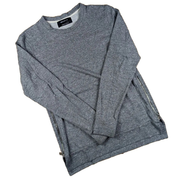 John Elliot Side Zipper Crewneck Sweater Grey Size medium Hidden Pocket - Picture 1 of 7